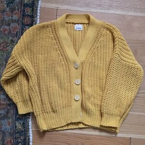 Babaa No 18 Cardigan YOLK Cotton Women's Yellow Knit Sweater